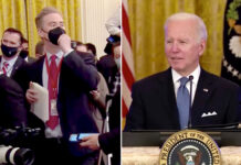 Mikrofoni ndezur, Bideni dëgjohet duke fyer rëndë një gazetar (video)